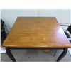 Image 2 : Wooden Table w/ Cabriolet Legs & Stationary Armchair 41"x41"x30"H
