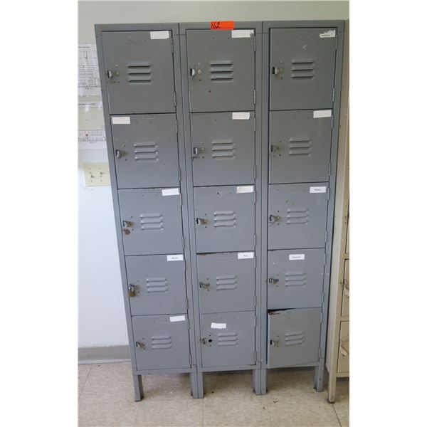 Gray Metal 15-Section Locker Unit 36"x12"x66"H