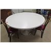 Image 1 : Round Table on Pedestal Base 60"dia, 29"H w/ 4 Wooden Chairs