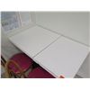 Image 2 : Qty 2 Square Tables on Pedestal Bases 24"x24"x30" w/ 2 Wooden Chairs