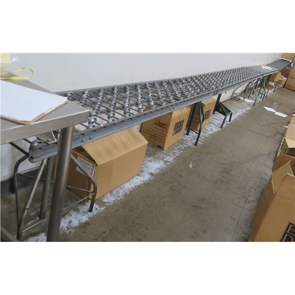 Rapistan Rapid Wheel 4-Section Conveyor System: 3 @ 119"x18", 1 @ 90"x18"