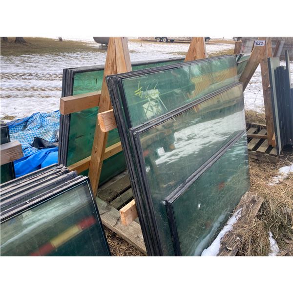 Double paned windows: two (47" x 22"); four (56" x 38" x 1"); eight (56" x 48")