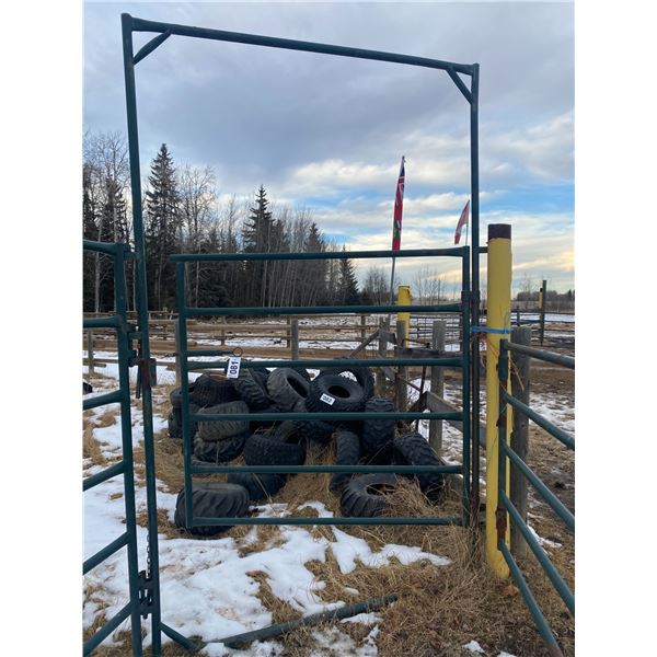 1- Green overhead panel gate, 66" Wide x 8' High