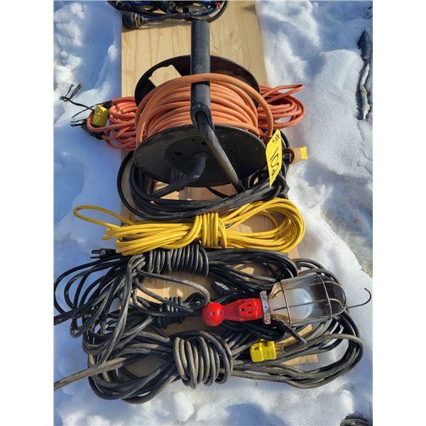 1 trouble light; various lengths of extension cords