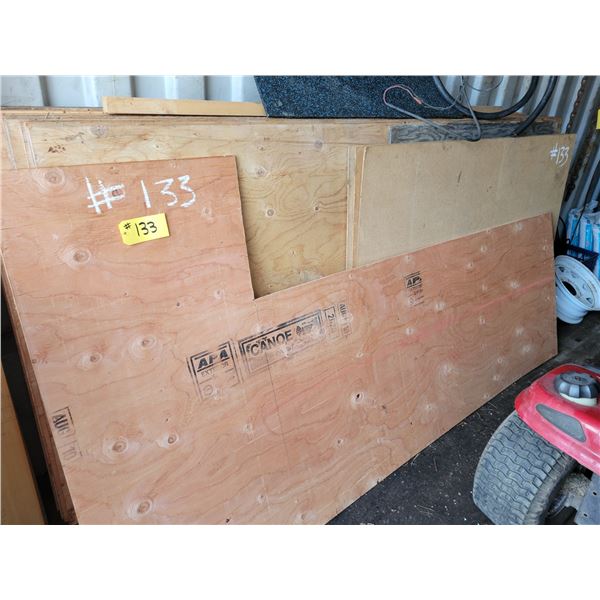 1 sheet 3/8" plywood - has chunks cut out; four 3/4" x 7" x 7' boards; 5 sheets 3/8" plywood; 9 shee