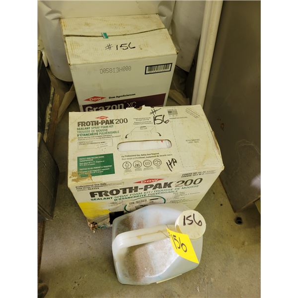 Two 10-liter GRAZON sealed; froth Pac 200 sealed, expired: 11-Nov-2017; container round up half full