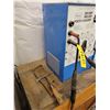 Image 4 : 295 AMP electric welder with cables; leather rod pouch; chipping hammer; wood cabinet 22" x 28" x 37