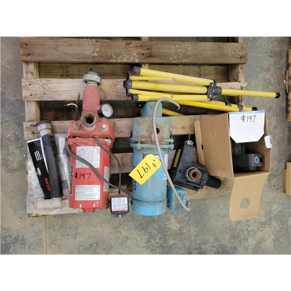 2 water pump MASCONTROL; 2 water pumps used for potable water condition unknown; 2 light stands