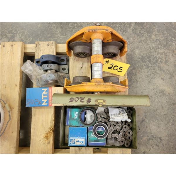 Beam trolley; bearings; pillow block bearing