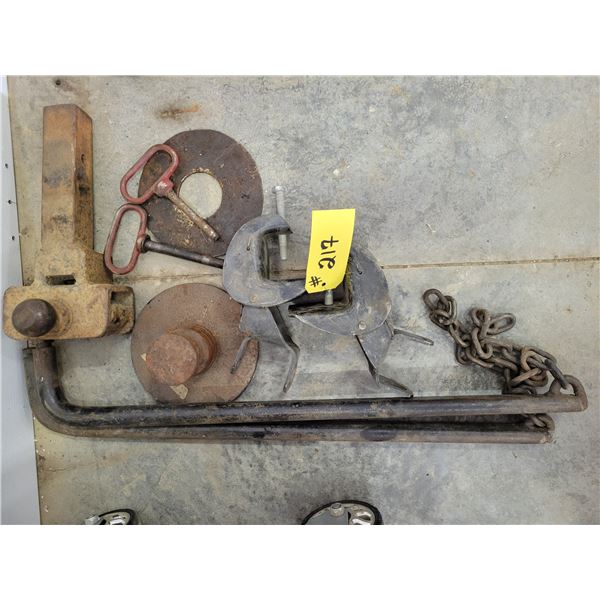 Equalizer bars & clamps; equalizer hitch; 5th wheel pin; 2 pins & spacer plates