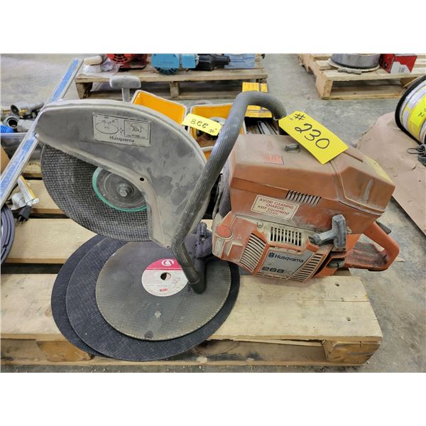 HUSQVARNA chop saw; extra blades (running)