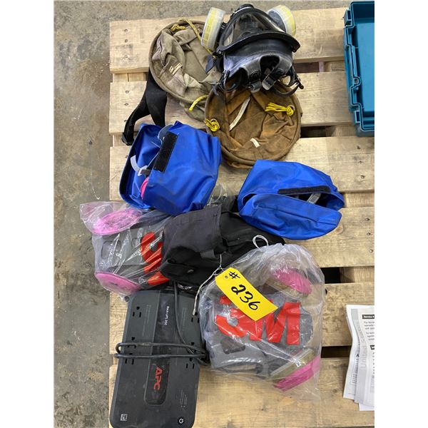 3 full-face masks; tool bags; 2 half-masks; APC power pac