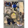 Image 1 : Horse equipment; lead ropes; lasso; leg warmers; 2 new lead lines; hoof boots; easy mount stirrups; 