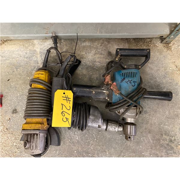 Angle grinder; two 1/2" drills