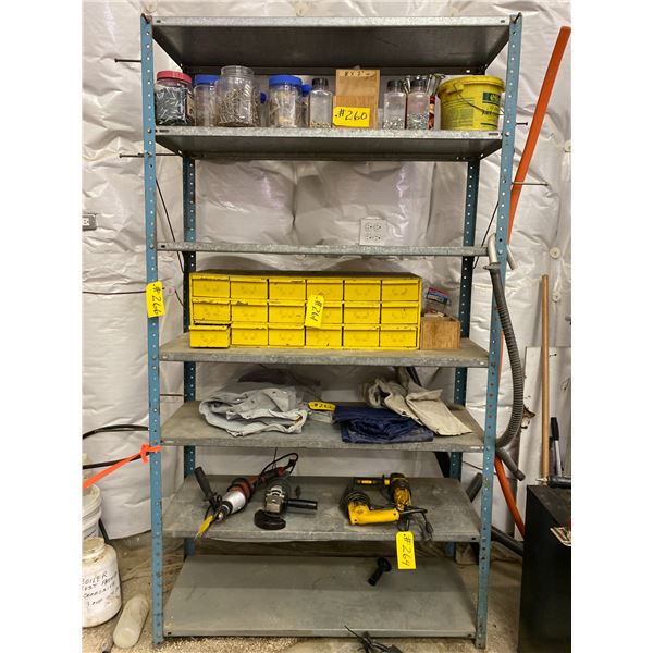 metal shelf, 18" x 4' x 7'