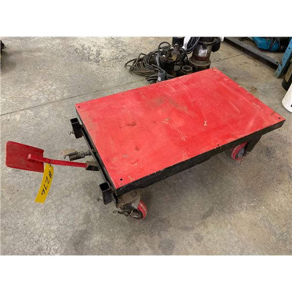 Metal lift table, height ranges from 28" down to 10 1/2"