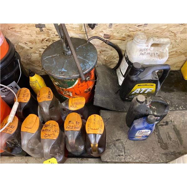 Hand pump grease pail; various oils