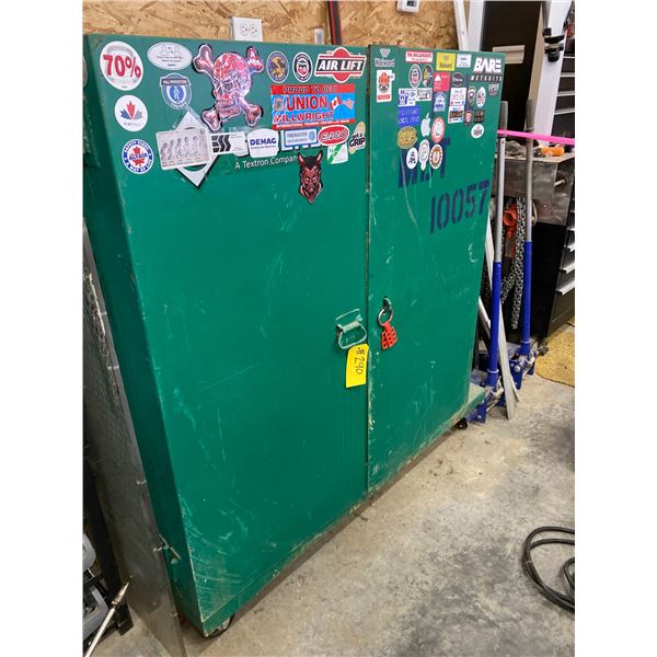 GREENLEE metal cabinet, 3-shelf, 28" deep x 4' wide x 57", on casters,