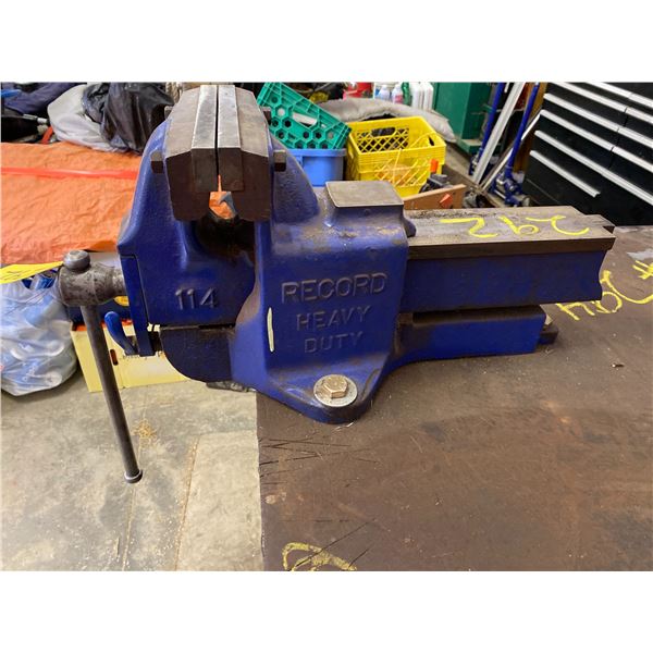 Lots 292, 293 & 294 are a Group Lot- Record vice heavy duty, 8" jaw, 9" opening, has slide lock to o