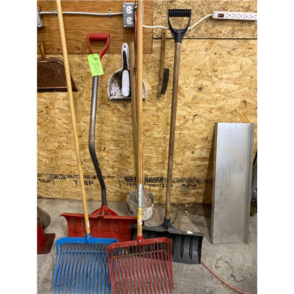 2- Manure rakes, snow shovels, dustpans & wire brush