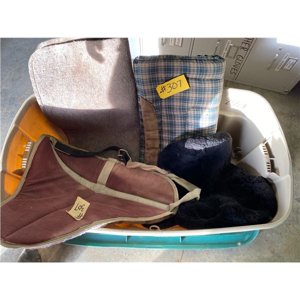 1 saddle cover - container not  included; 1 bare back horse pad; 2 saddle pads
