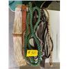 Image 1 : 2 Western hat holders; 2 saddle cinches; braded leather reins; misc. items