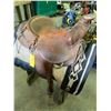 Image 1 : Western saddle c/w saddle blanket, seat is 15” & gullet is 6 1/2”