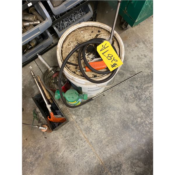 Oil cans; air sprayer; misc.