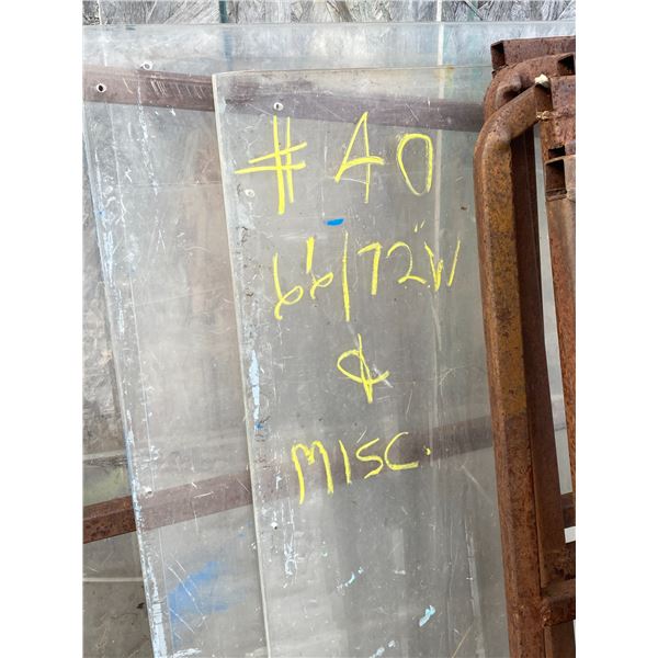 Plexiglass: 66" x 46" x 1/2" thick;72" x 46" x 1/2" thick; 55" x 46" x 1/2" thick