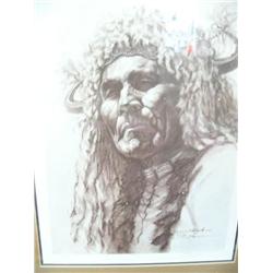 Signed and numbered print "Piegan" signed Tsaulert, 87 of 300 (700)