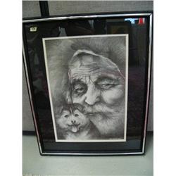 Signed Doug Lindstrand 1979 man with puppy (700)