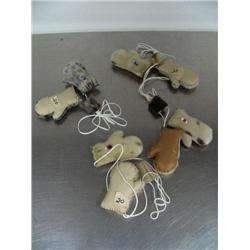 Lot of 4 Eskimo Yo-Yos made of seal skin by Maria Anariak