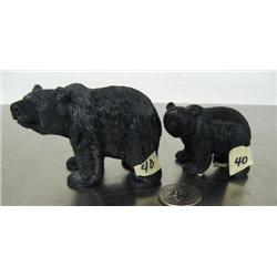 Lot of 2 carved black bears (made from soapstone?)- 2-1/4" & 1-3/4" tall