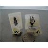 Image 1 : Lot of 2 scrimshawed ivory platchets each approx. 1-3/4" tall on with ivory base- Eskimo girl & hunt