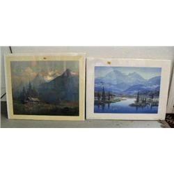 Lot of 2 prints: signed and numbered Shane Lamb 69 of 300 Alaska Railroad; Sydney Laurence print (86