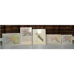 Lot of 5 colored, old, antique maps of Alaska (86)