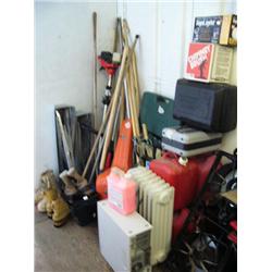Lot of: yard tools, Bunny Boots, heaters, fuel cans, etc. (104)
