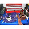 Image 4 : Shelf full of: misc. fishing reels, 115-piece drill bit set, Dremmel Roto-tool (104)
