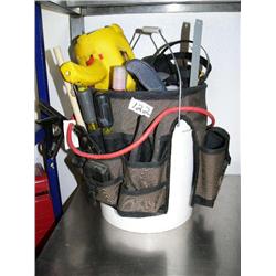 5-gallon tool bucket with tool apron with misc. tools (104)