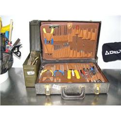 Tool kit with misc. tools; ammo box with misc. items (104)