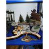 Image 4 : Lot of: carved moose antler key holder with eagle heads, set of 4 wildlife coasters- duck, set of tr