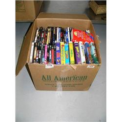 Box of assorted VHS videos (104)