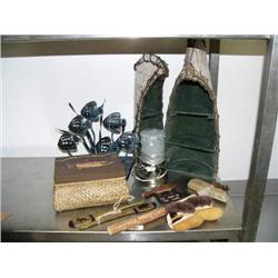 Lot of: metal fish sculture with six tropical fish, fisherman's keepsake box with fish design on lid