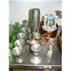 Image 3 : Collection of glass animals, pewter glasses, assorted silver plate, silver plated candelabra, Trans-