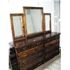 Image 1 : 10-drawer pine chest with mirror; king-sized mattress (101)