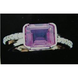 Amethyst and Diamond Lady's Ring 14 K yellow gold- amethyst is emerald cut, approx. 2.50 carats, tra