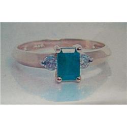 Emerald and Diamond Lady's Ring 14 K yellow gold- emerald is emerald cut, approx. 0.50 carats, semi-
