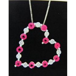 Ruby and Diamond Heart Pendant and Chain 14 K yellow gold- Rubies are round, faceted, approx. 1.00 c