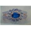 Image 1 : Sapphire and Diamond Lady's Ring 14 K yellow gold- sapphire is oval, faceted, approx. 0.50 carats, s