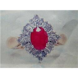 Ruby and Diamond Lady's Ring 14 K yellow gold- ruby is oval, faceted, approx. 1.00 carats, transluce